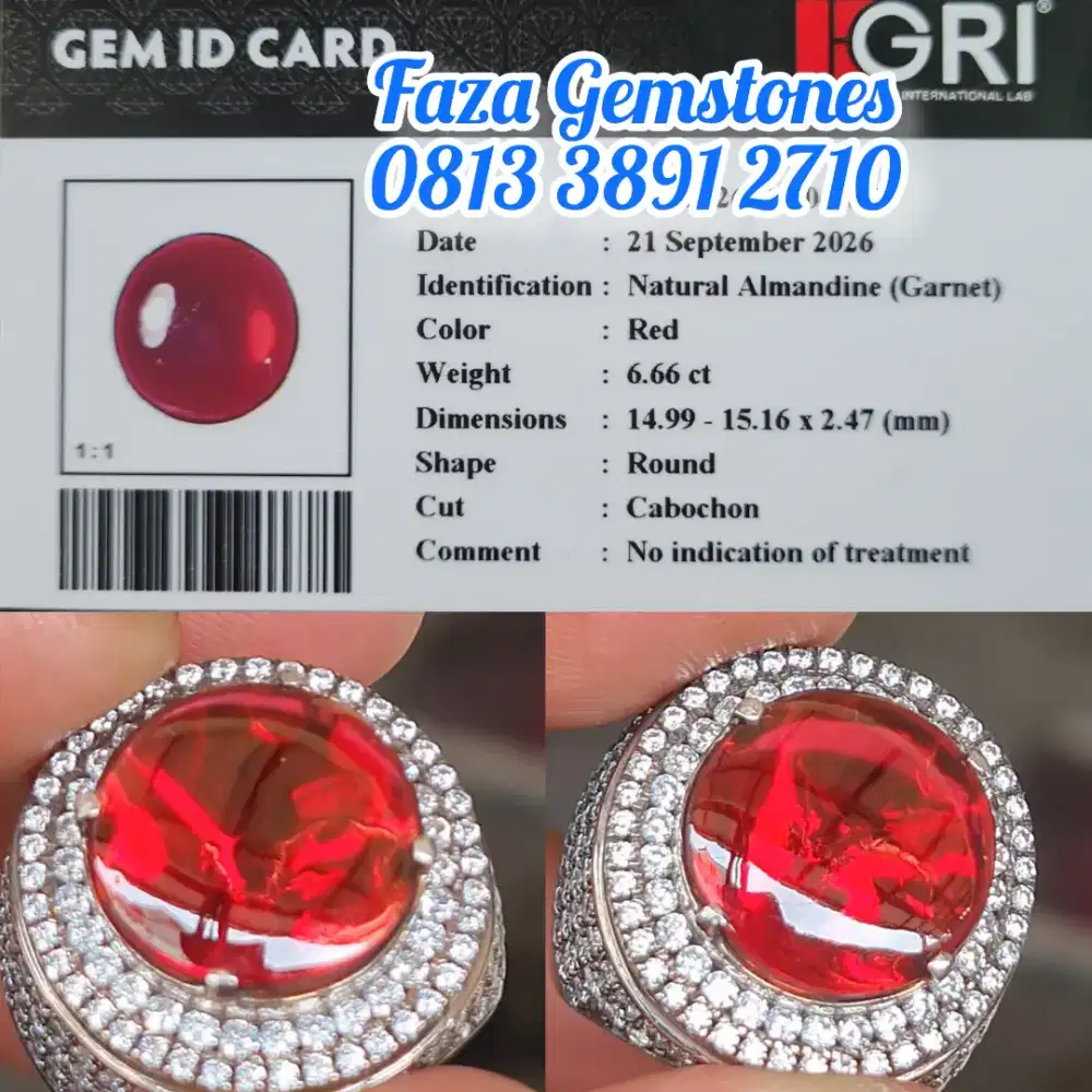 Glowing Red Pyrope Garnet, Meja Lebar, Chrystal & Body Glass