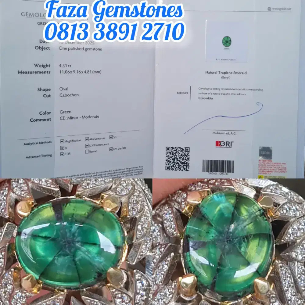 Kolektor Item, Very Rare , Natural Trapiche Emerald Zamrud Colombia