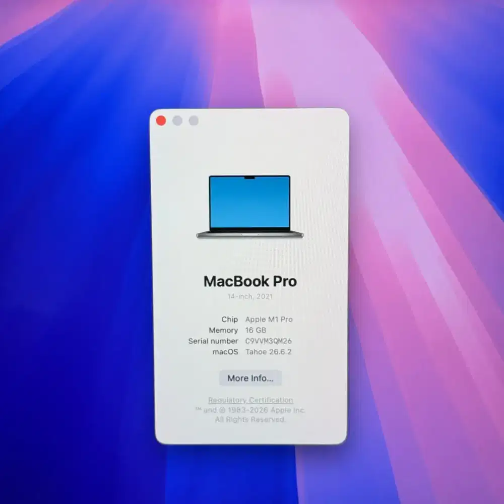 M1 Pro 14 Inch Ram 16 Ssd 1 tb lengkap full set Space Grey buat
