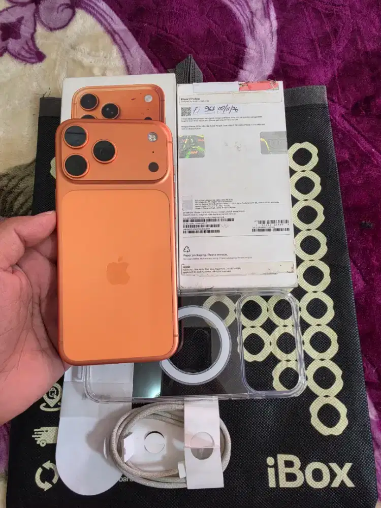 iphone 17 pro max 256gb resmi iBox,garansi 08-11--2026 battry  95%