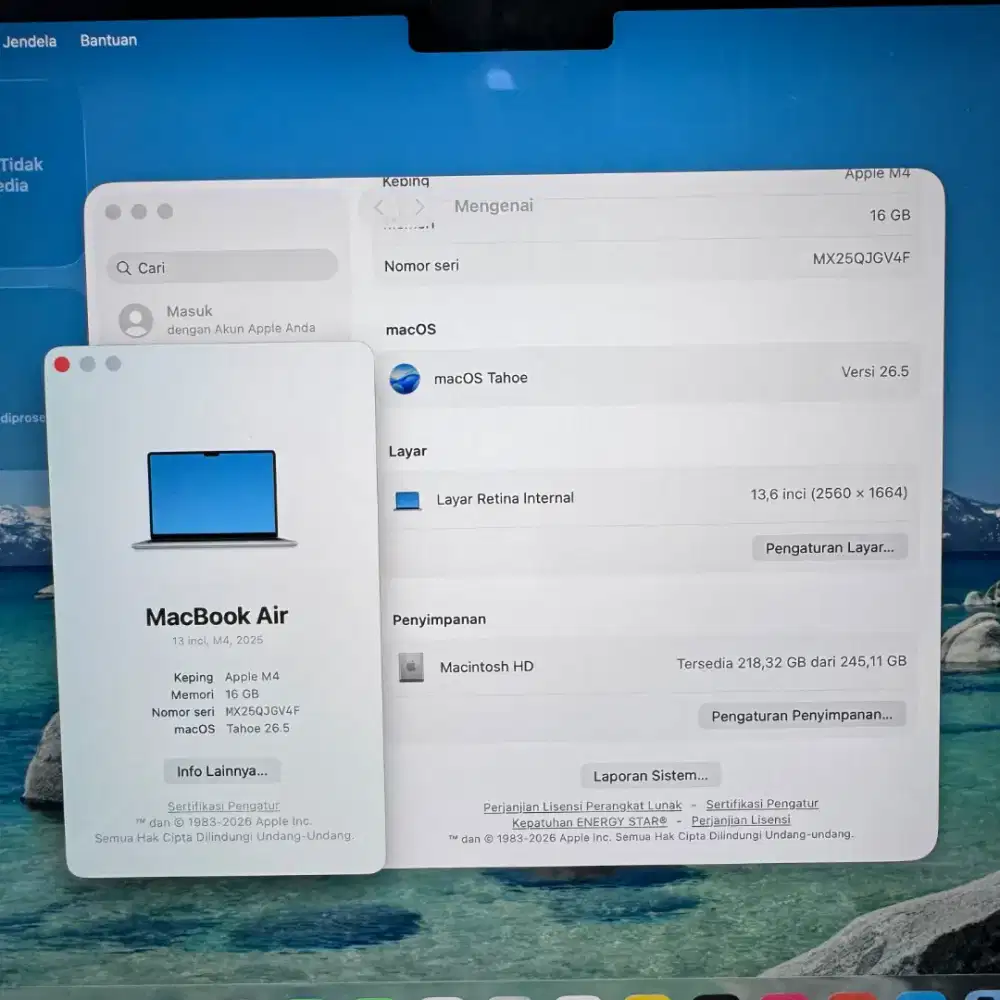 Macbook Air M4 13 Inch Ibox Ram 16 Ssd 256 full set Sky Blue Ibox