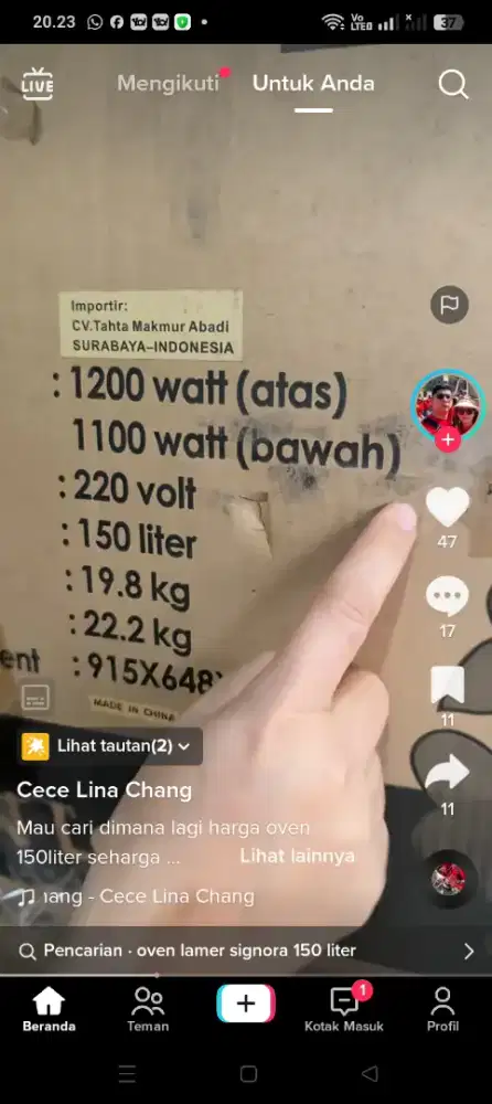 Oven listrik siknora ukuran 150 liter