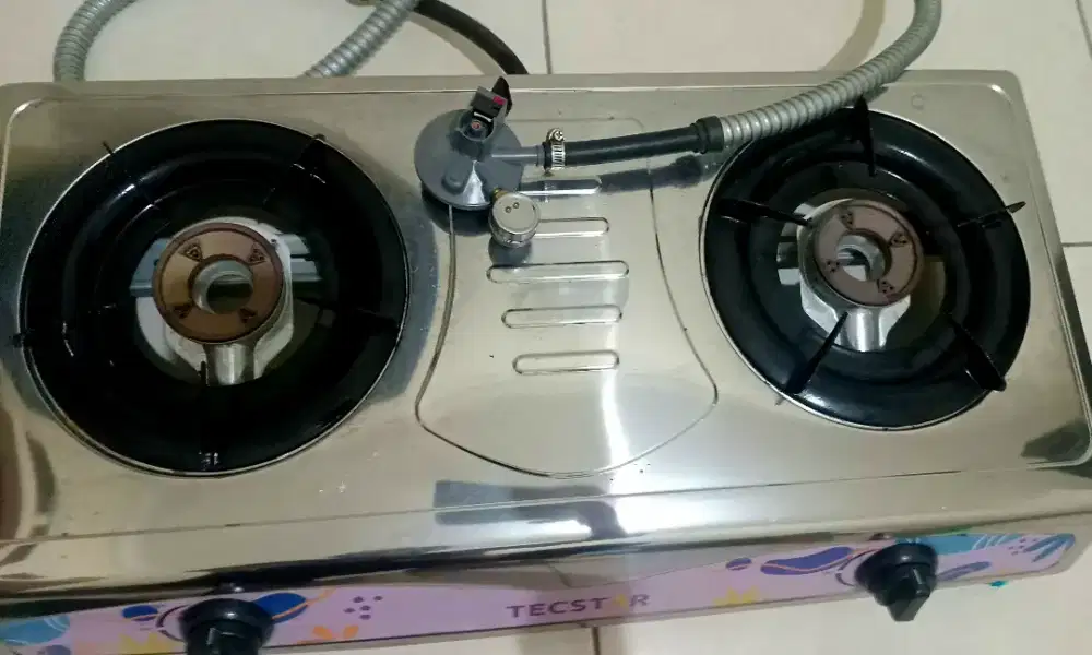 Konpor gas 2 tungaku stainless steel