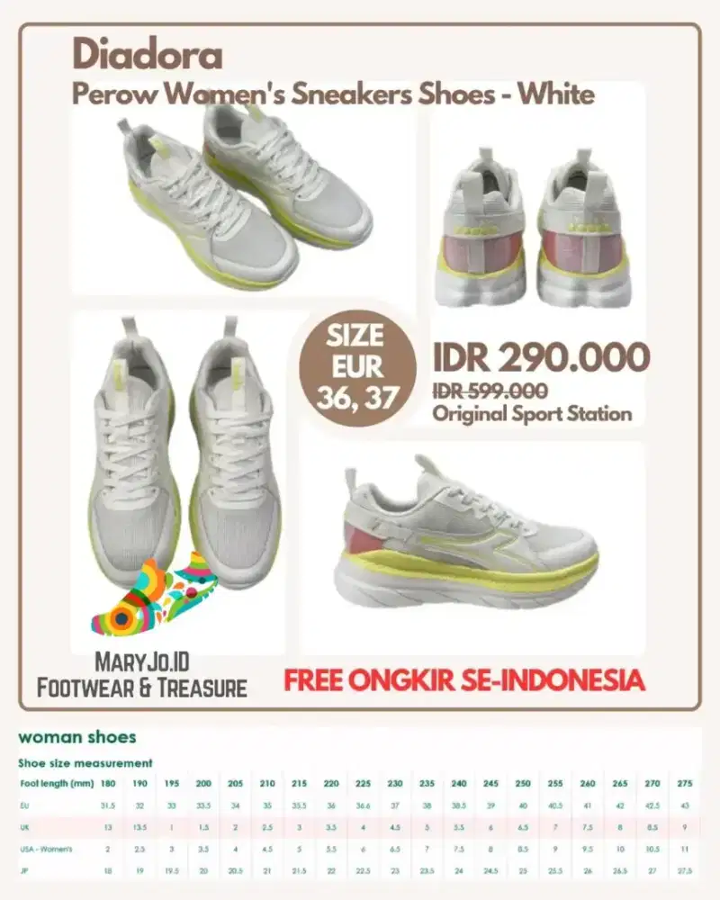Diadora Perow Women's Sneakers Shoes - White : Size : 36, 37