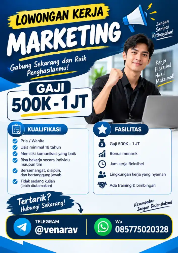 LOWONGAN KERJA MARKETING/FRILANCE JUGA BISA