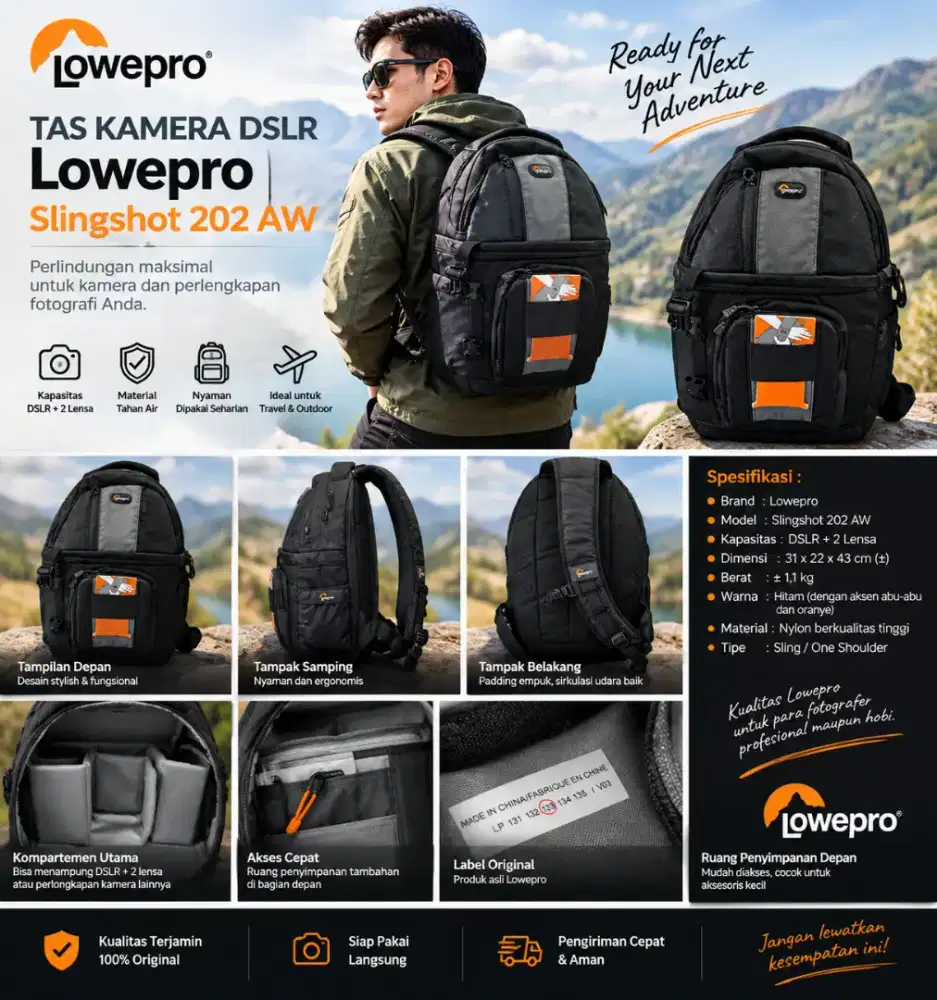 TAS KAMERA DSLR Lowepro Slingshot 202 AW