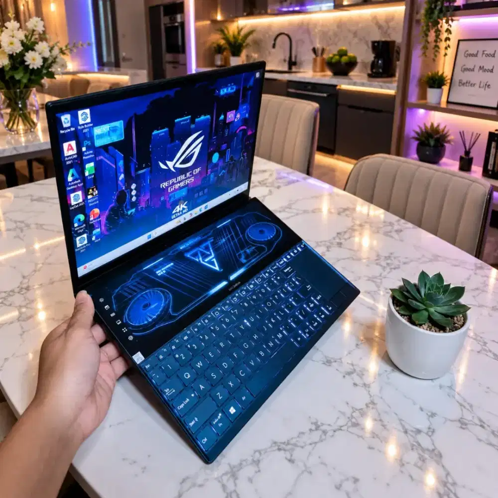 ASUS ZENBOOK DUO FLY Core i5 Ram 8/512gb Ssd Dual Vga Siap Pakai COD