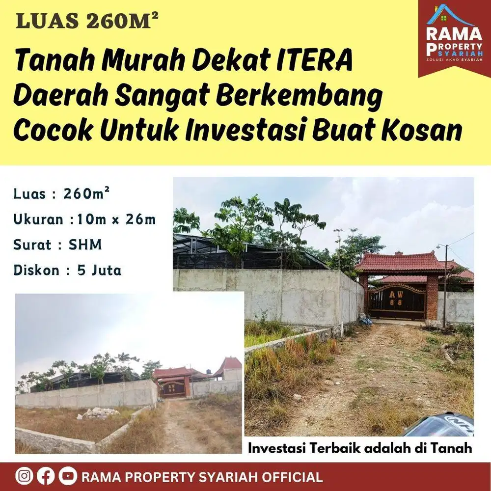 TANAH MURAH  LOKASI EKSKLUSIF ITERA