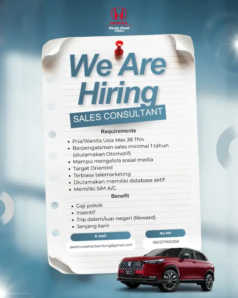 WE'RE HIRING SALES CONSULTANT