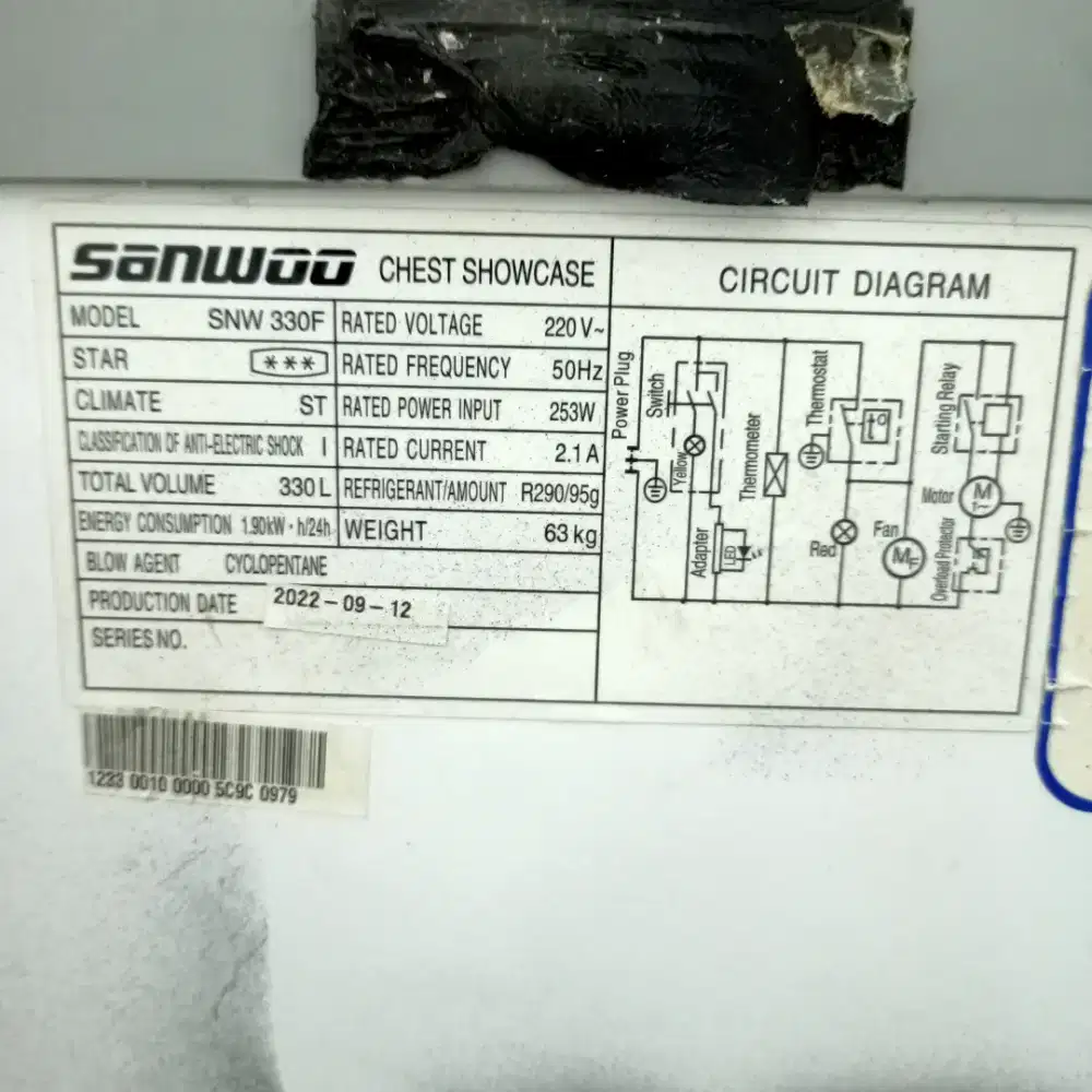 Freezer sanwoo 330ltr harga net