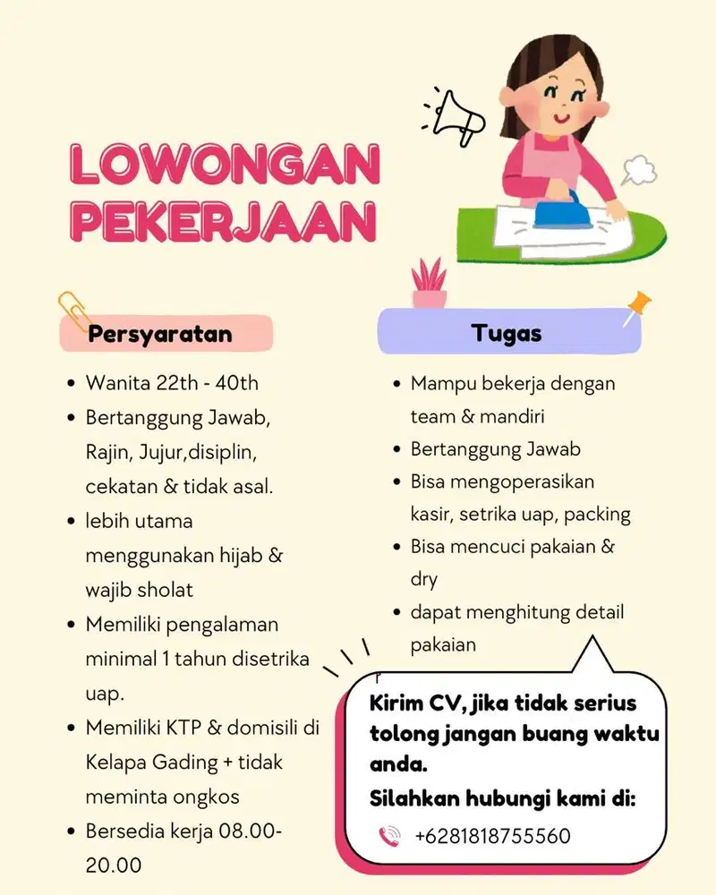 Lowongan setrika uap
