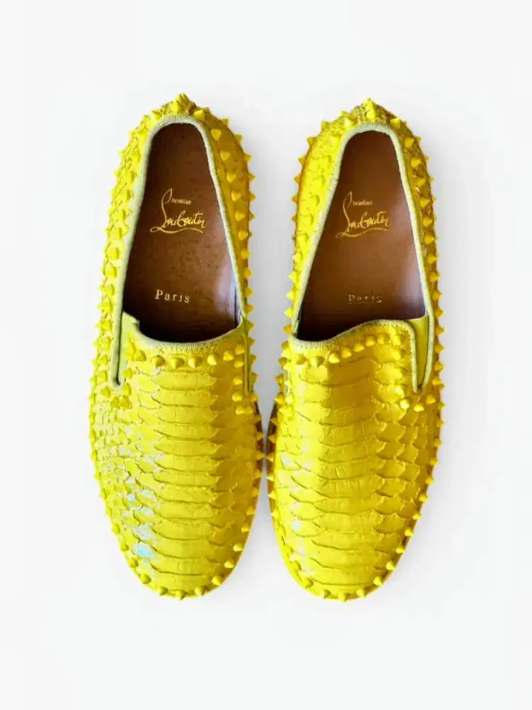 Louboutin Pik Boat Flat Phyton Crystal. LV Gucci Hermes Tods Armani