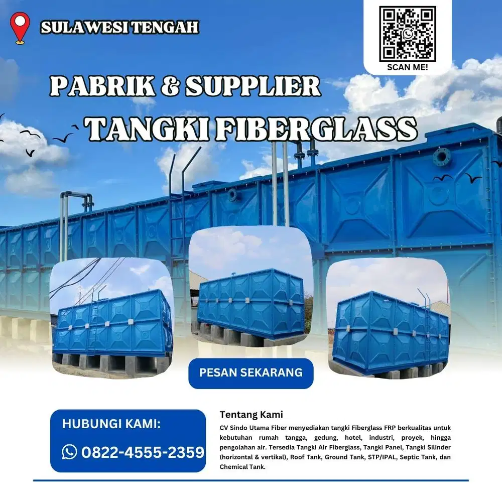 Tangki Fiberglass FRP-Jual Tangki Air, Panel & Silinder Palu