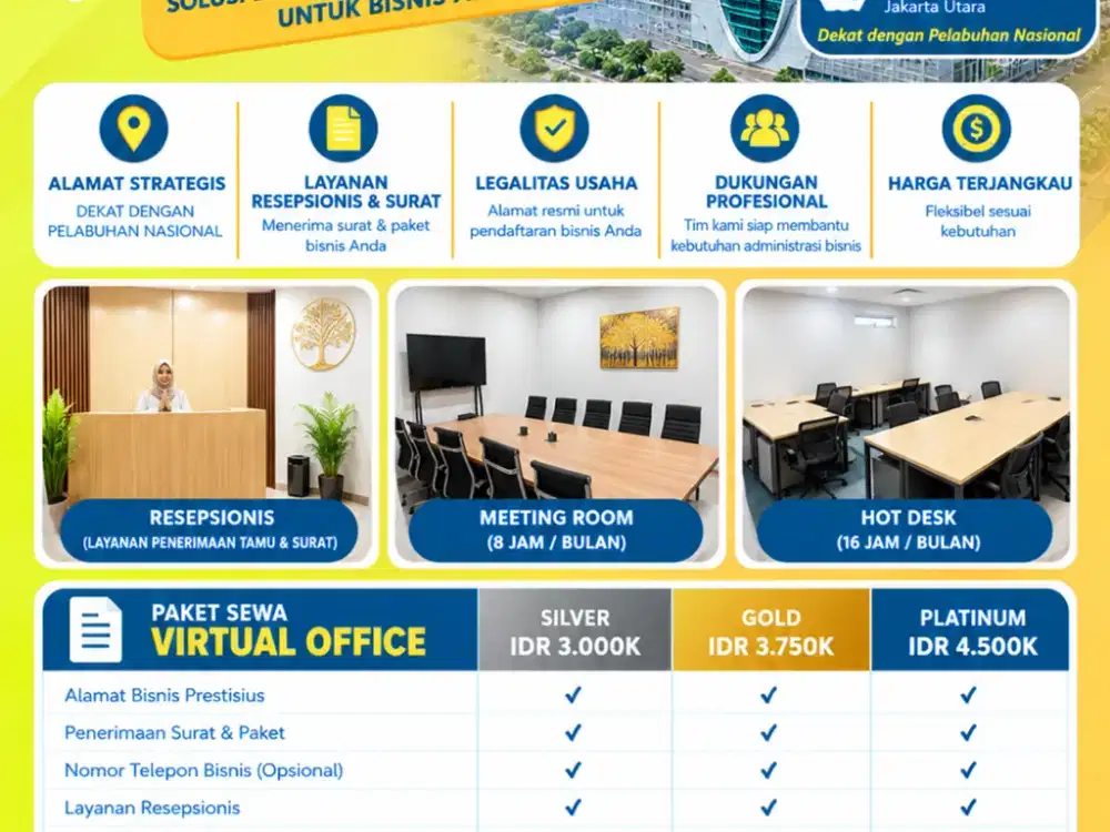 Sewa Ruang Kantor Virtual Strategis & Premium di Jakarta Utara