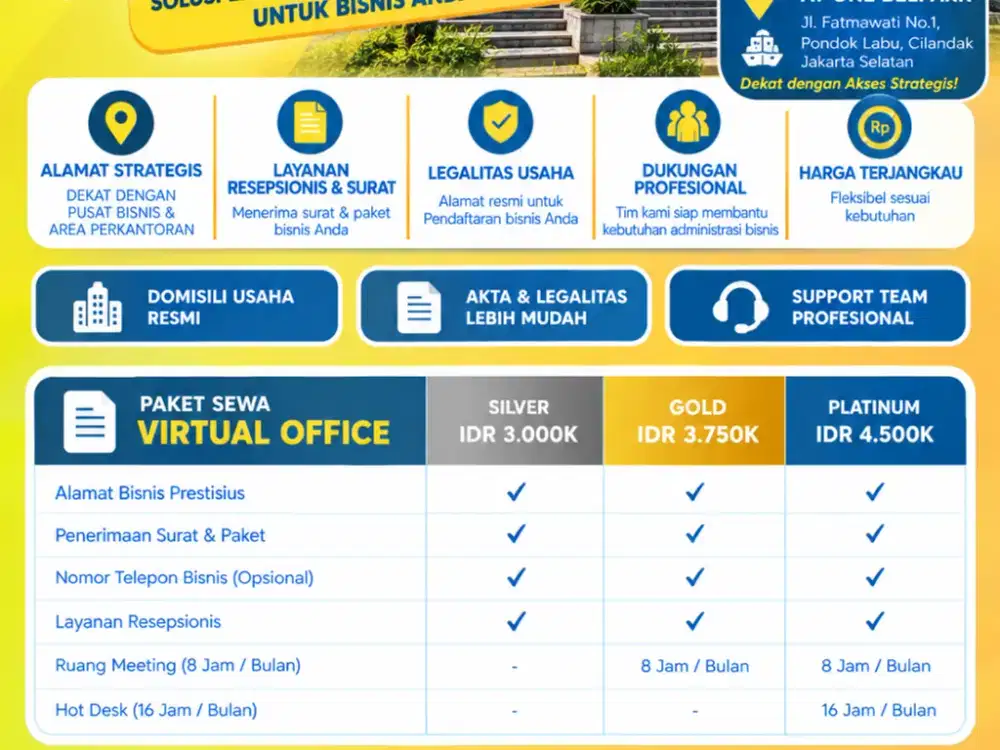 SEWA KANTOR VIRTUAL OFFICE MURAH CILANDAK, JAKSEL