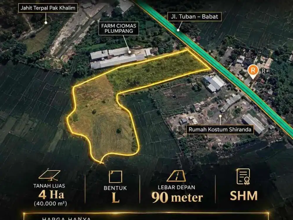 Tanah Luas 4Ha di Poros Raya Magersari Plumpang Tuban Jatim