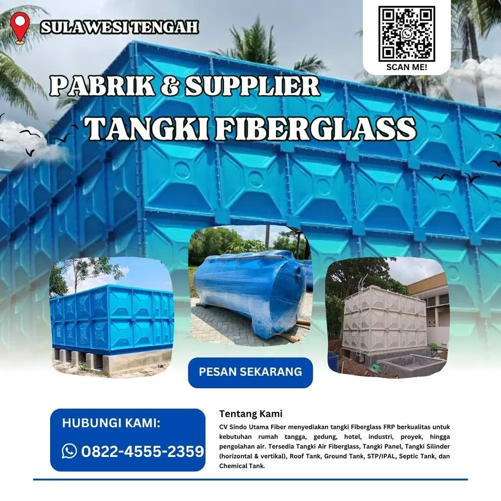 Tangki Fiberglass-Jual Tangki Air, Panel Silinder Tojo Una Una