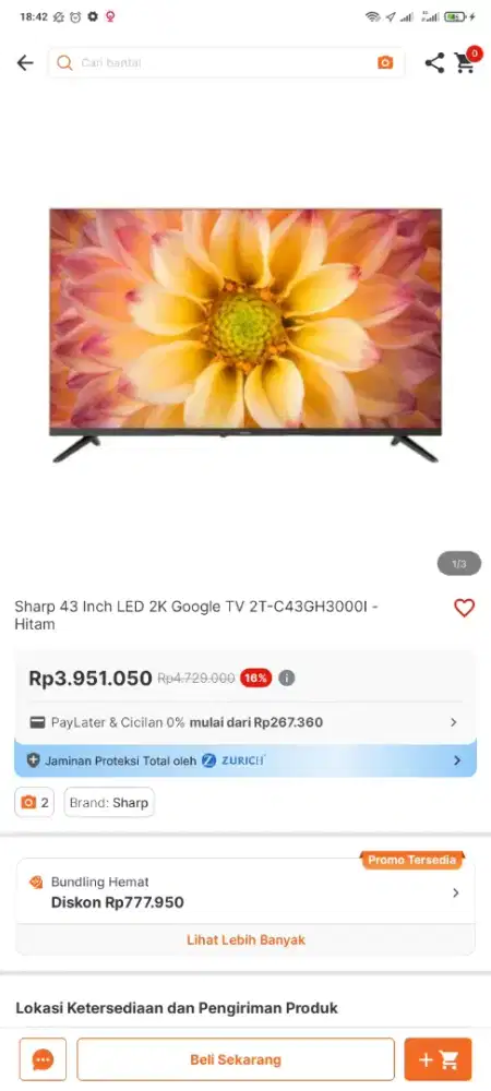 Televisi Sharp 43 Inch