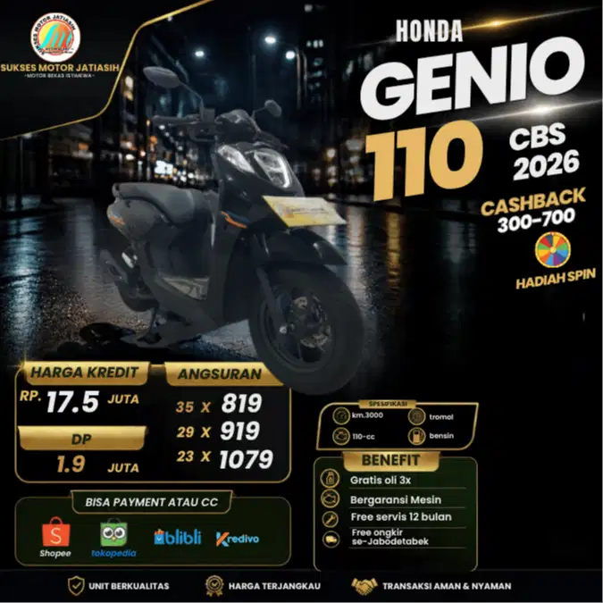 HONDA GENIO CBS 2026 KM RENDAH SIAP PAKAI WARNA AJIB BISA PAYMENT