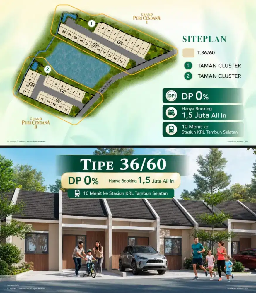 Rumah cluster 5 menit ke stasiun kRL tambun