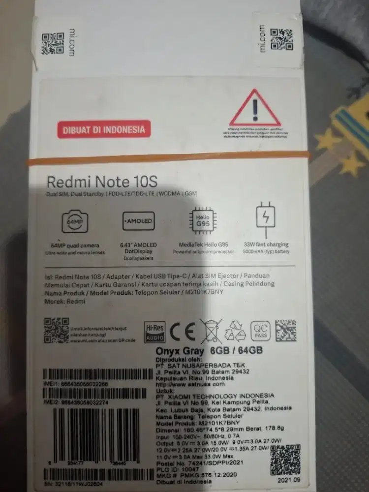 Jual Hp redmi note 10 S