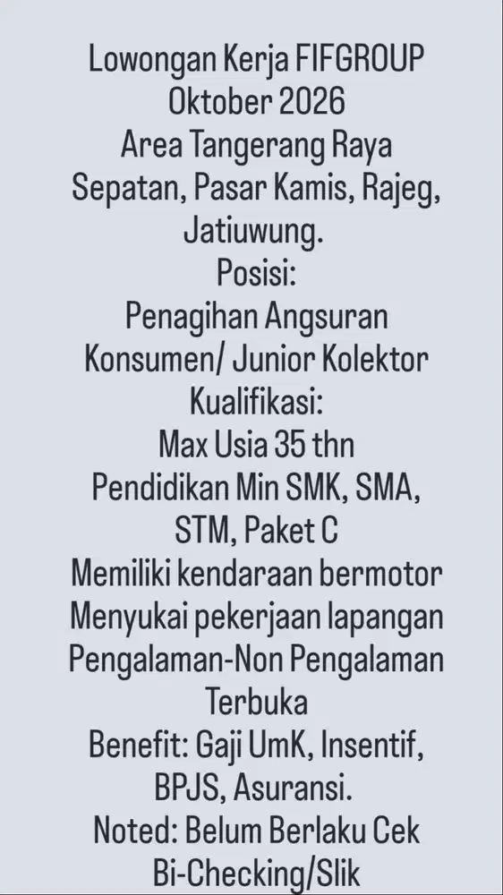 Penagihan Angsuran Konsumen Area Tangerang