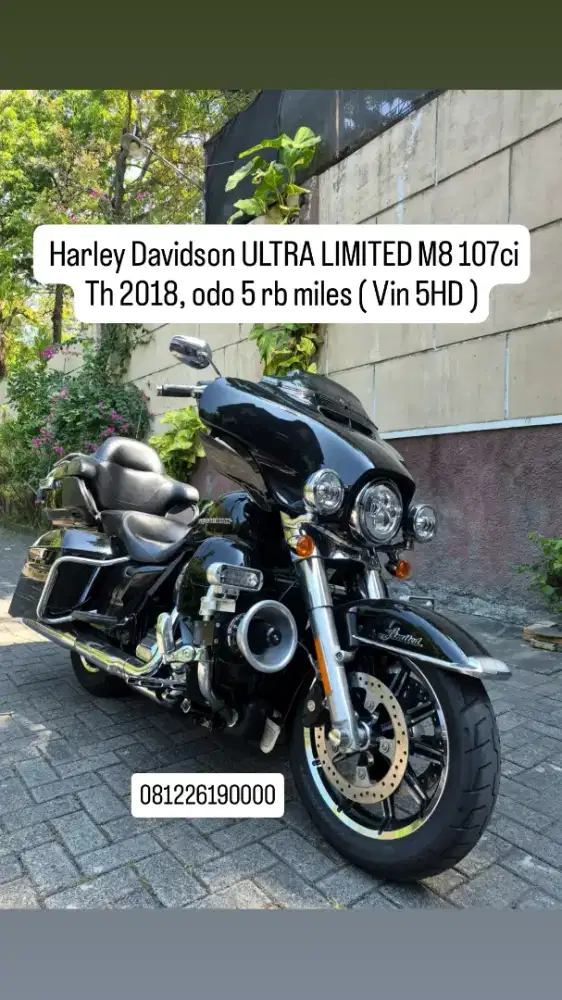 Harley Davidson ULTRA LIMITED M8 107ci,VIN 2018 5HD ,odo 5 rb mls