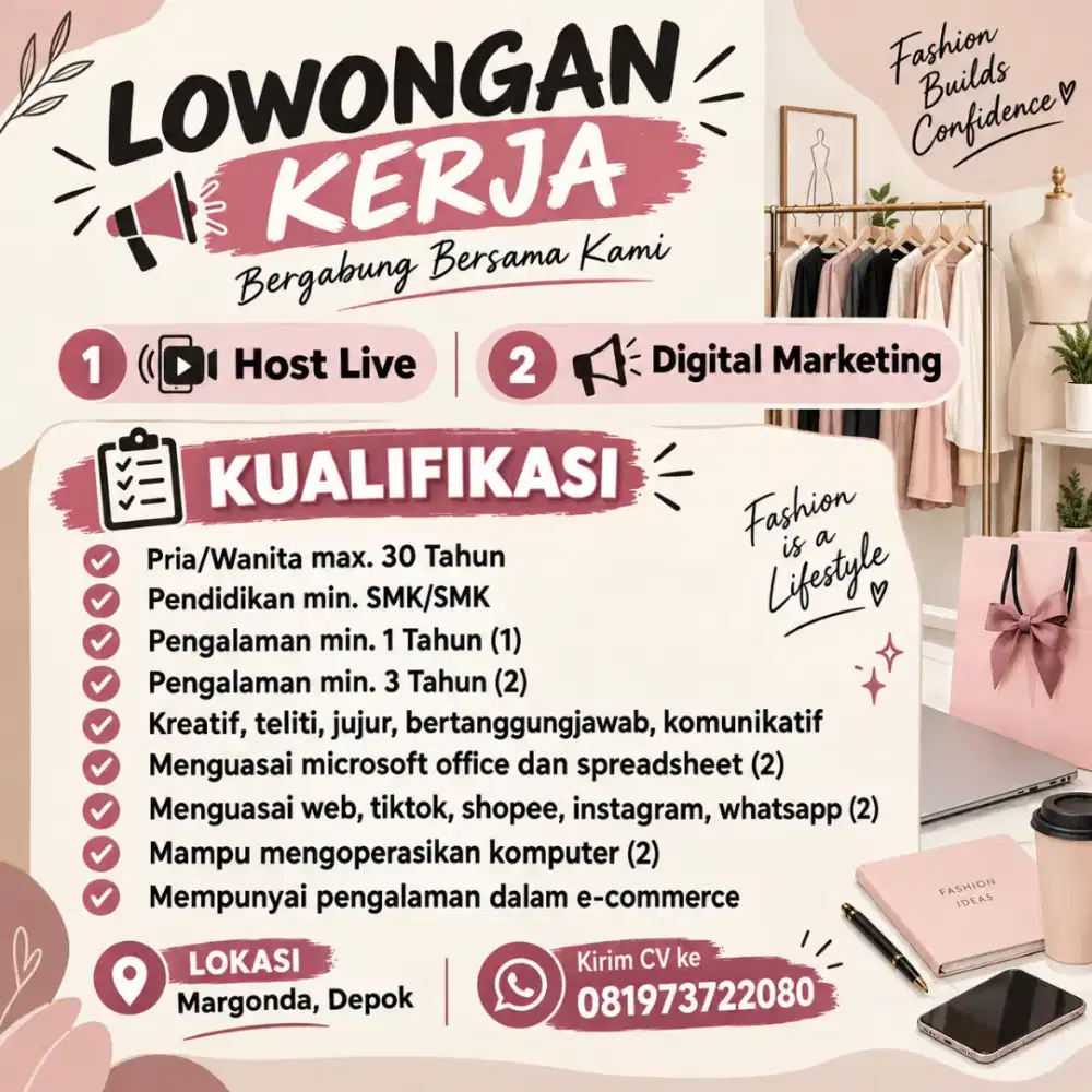 LOWONGAN HOST LIVE & DIGITAL MARKETIN