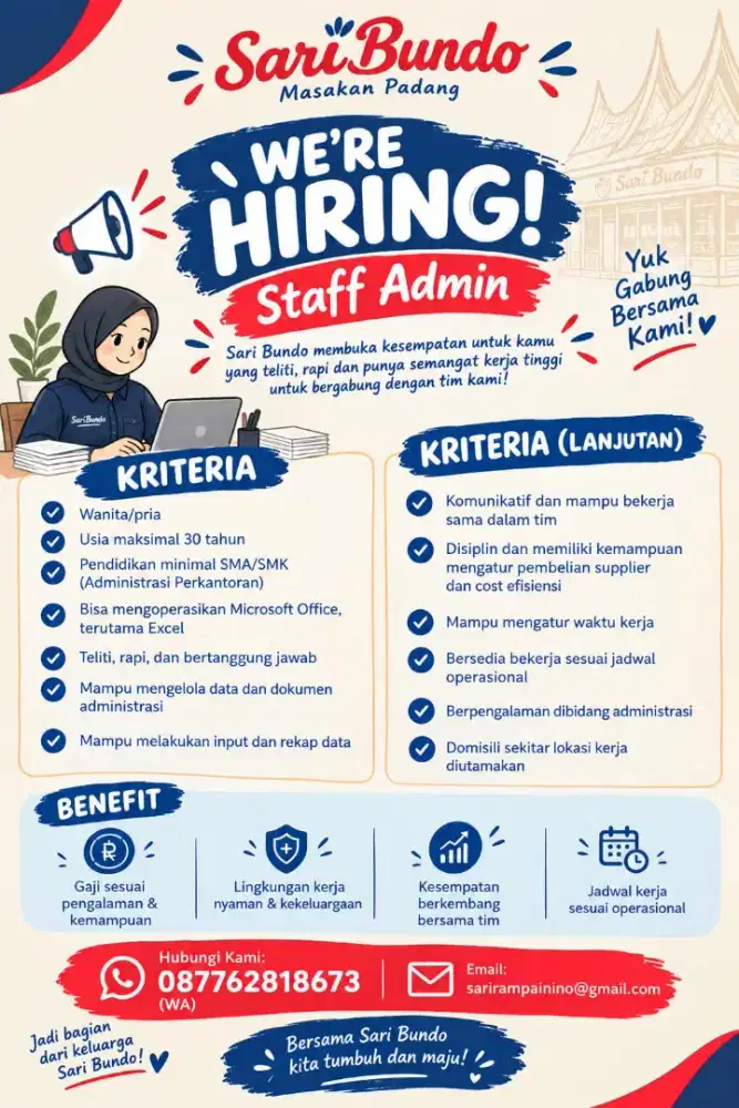 LOWONGAN PEKERJAAN STAFF ADMINISTRASI