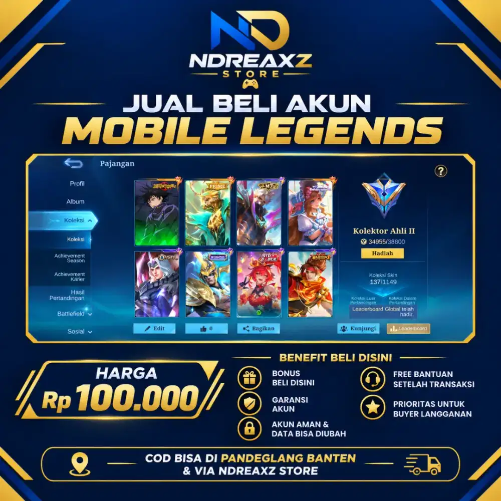 JUAL AKUN MOBILE LEGENDS NOMINAL 100k