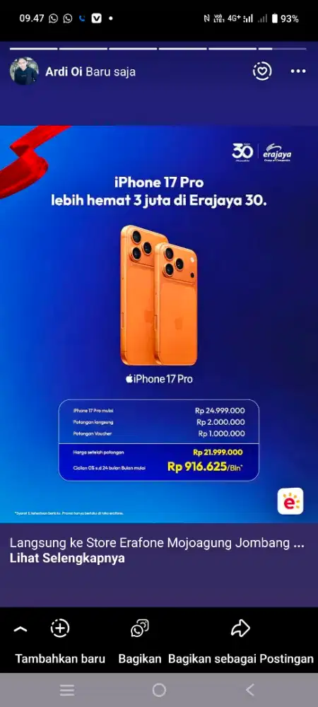 Hp apple terbaru di erafone mojoagung