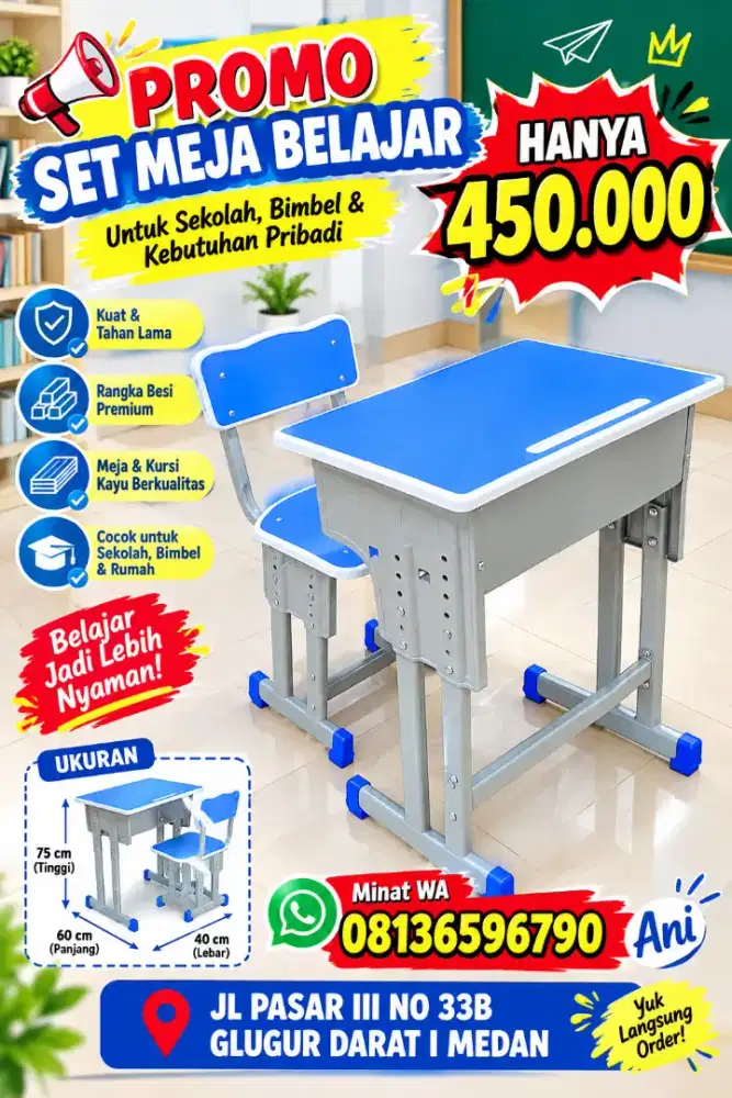 MOBILER SET MEJA BELAJAR SISWA TERMURAH