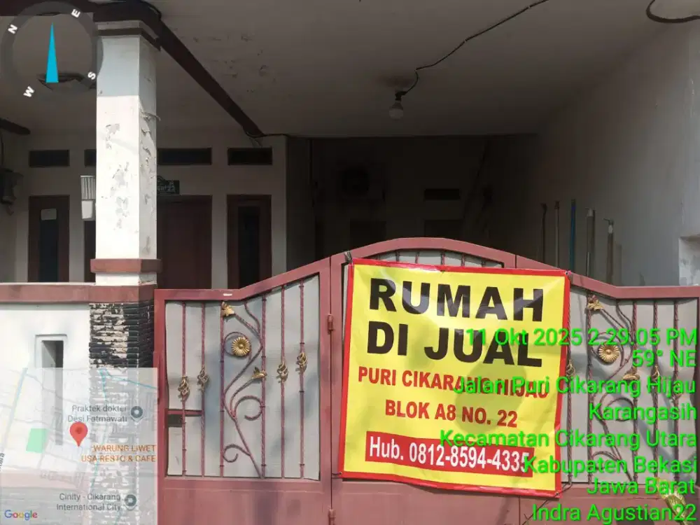 dijual rumah puri Cikarang hijau blok A8 No 22
