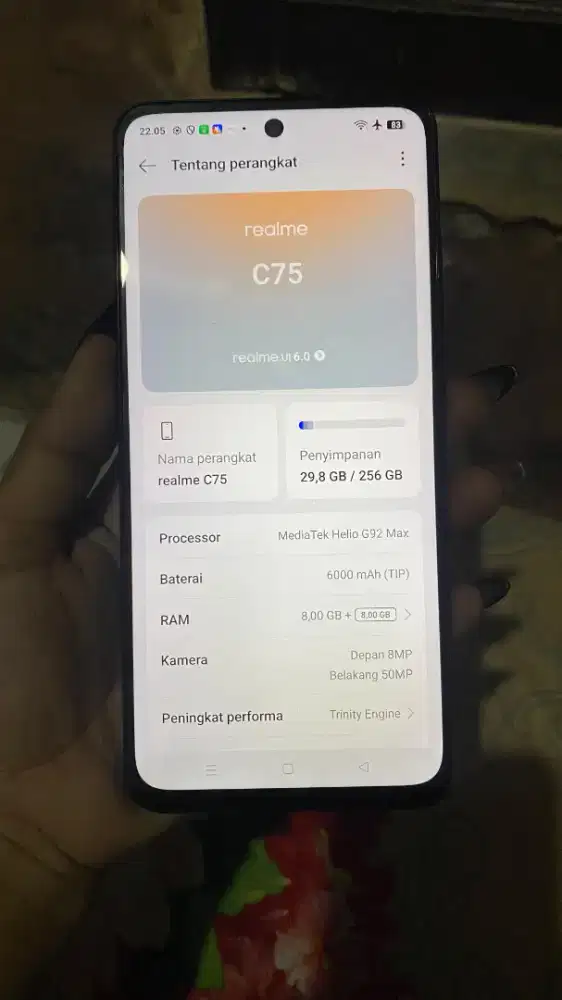 JUAL. REALME C75 8+8/256 MULUSS DAN LENGKAP