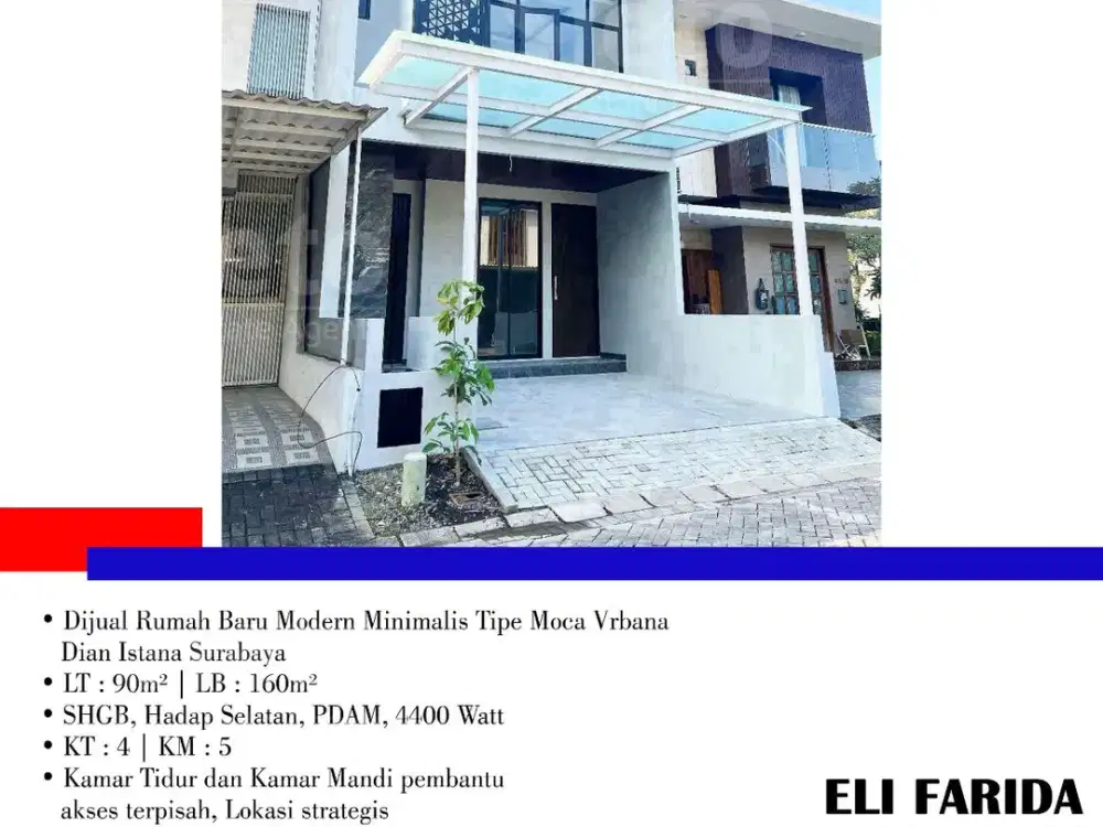 Dijual Rumah Baru Modern Minimalis Tipe Moca Vrbana Dian Istana Surabaya