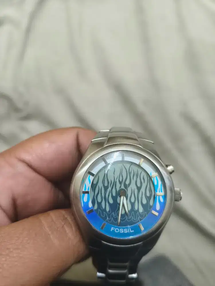 Jual Fossil Big Tic Blue Flame Original