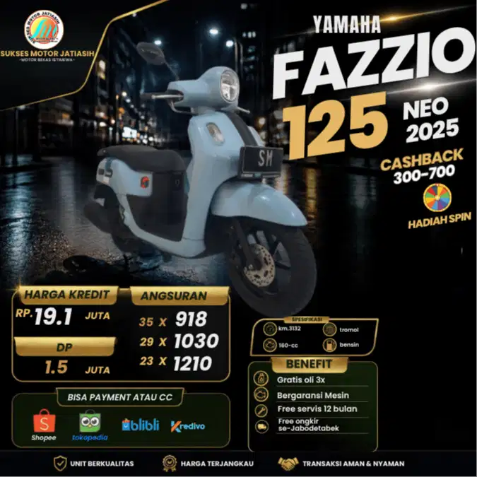 YAMAHA FAZZIO NEO 2025 KM RENDAH SIAP MEJENG BISA PAYMENT SHOPPEE