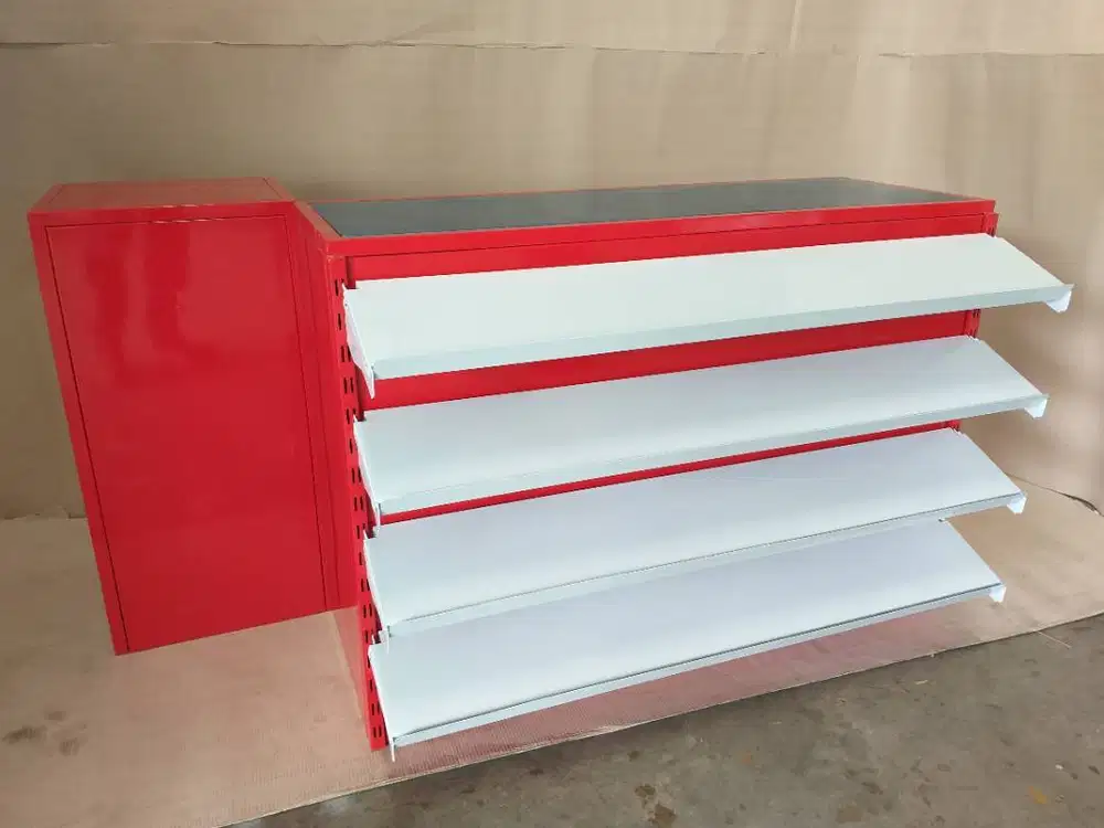 MEJA KASIR TYPE ALFA P. 125 CM FULL PLAT BESI BEBAS ORDER SIAP KIRIM