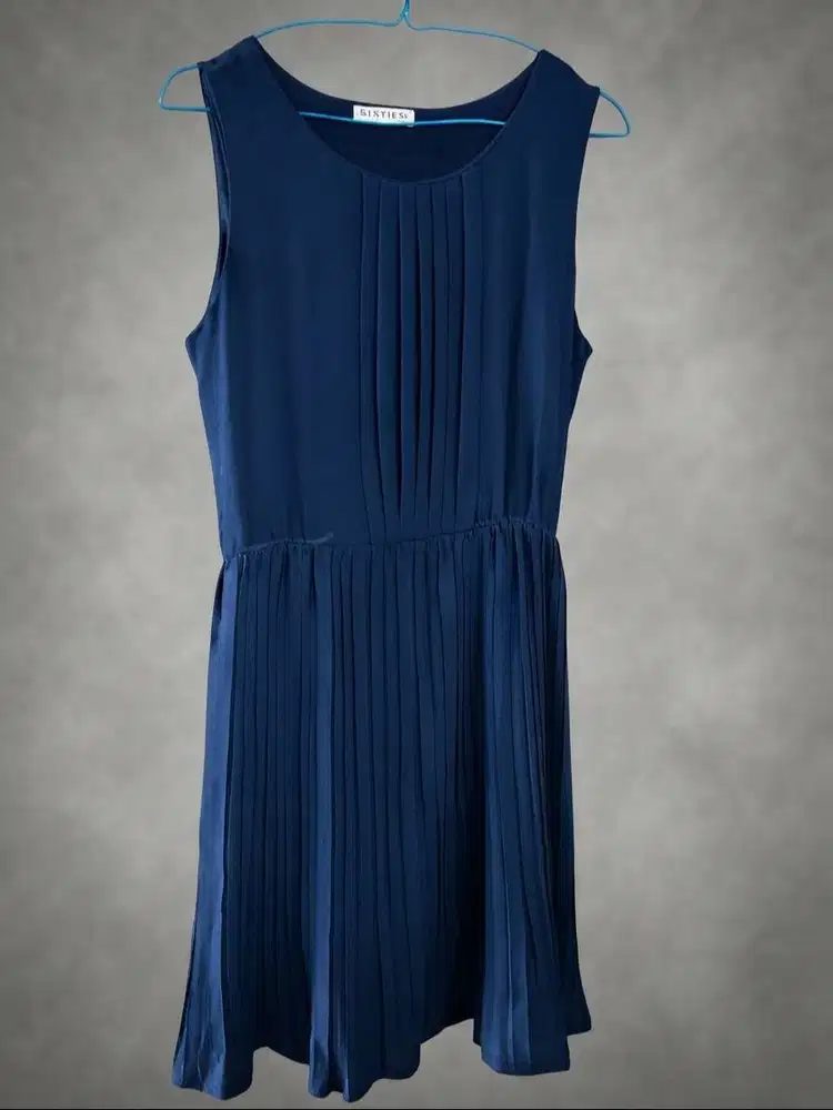 DRESS KOREA SIXTIES - BIRU TUA - SIZE M – PRELOVED