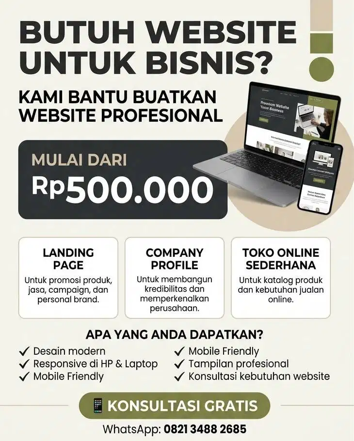 Jasa Pembuatan Website Profesional & Landing Page Bisnis (Mulai 500rb)