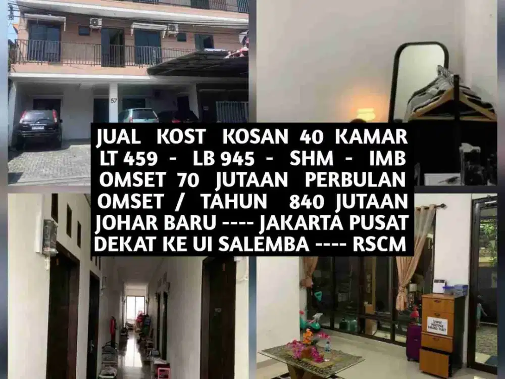JUAL KOST KOSAN AREA JOHAR BARU DEKAT UI SALEMBA RSCM