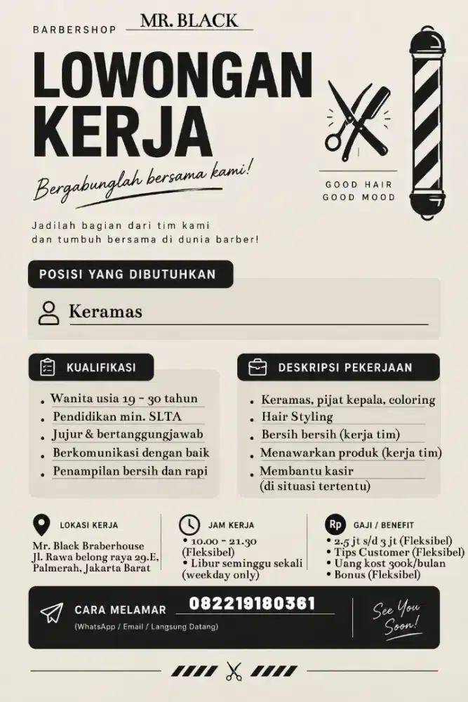 LOWONGAN KERJA KARYAWAN BARBERSHOP