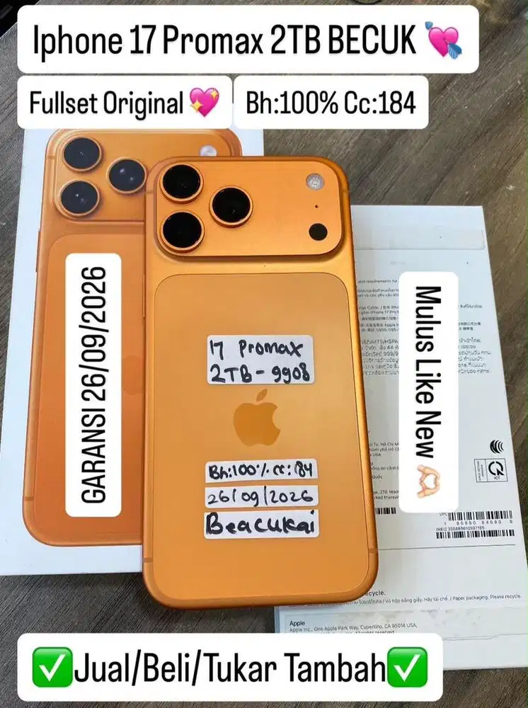 Iphone 17 Promax 2 Tb Cosmic Orange Resmi beacukai