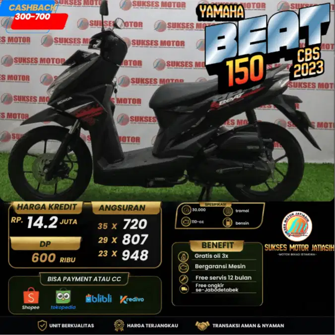 HONDA BEAT CBS 2023 DP TERMURAH BISA CASH DAN KREDIT ATAU PAYMENT