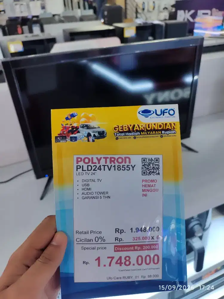 LED TV POLYTRON 24 Bisa kredit bunga ringan free DP