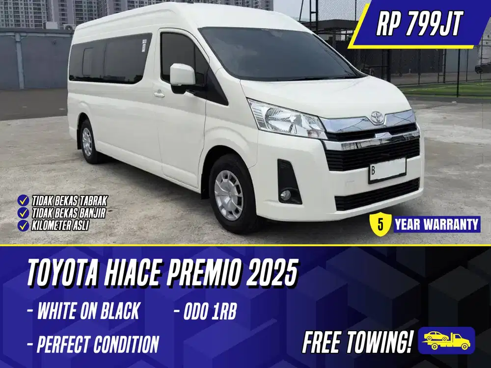 Toyota Hiace 2.8 Premio 2025 White on Black Putih
