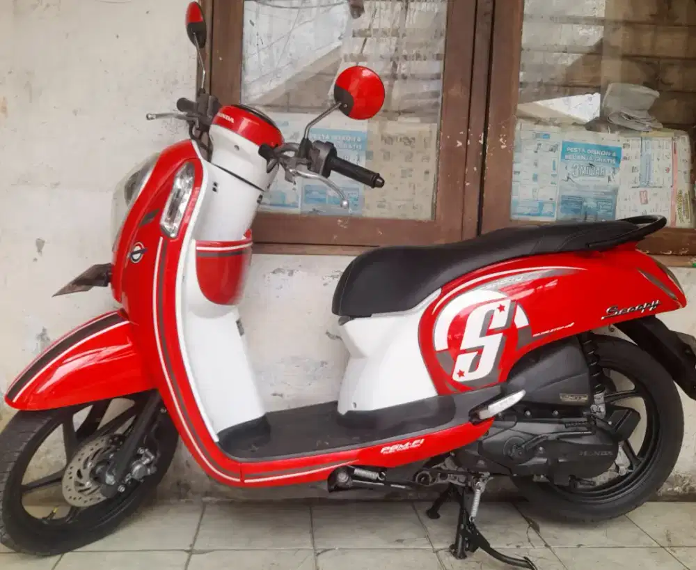 Honda scoopi f1 2015 stater halus idiling stop cw asli putih merah Dki