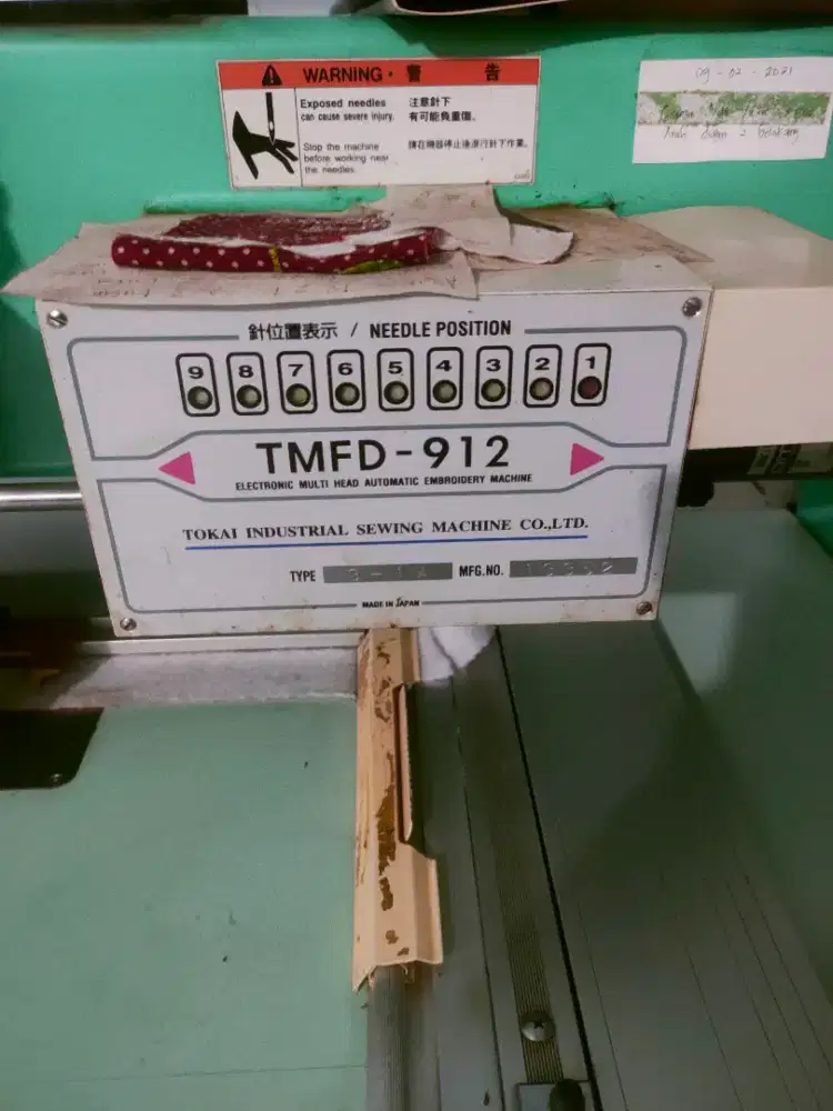 TAJIMA TMFD-912 | 12 Head 9 Warna | Mesin Bordir Industri Jepang