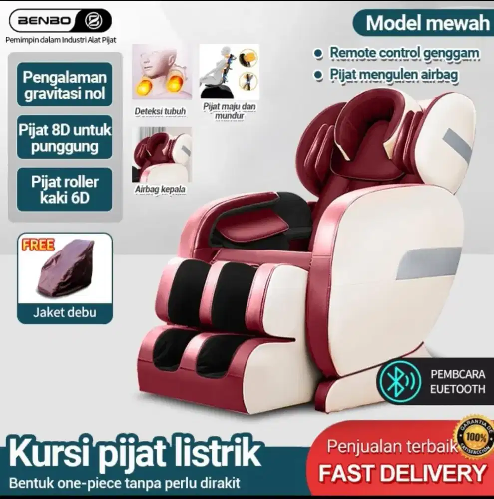 Kursi Pijat Listrik Full Body Massage Airbag Roller Remote Bluetooth