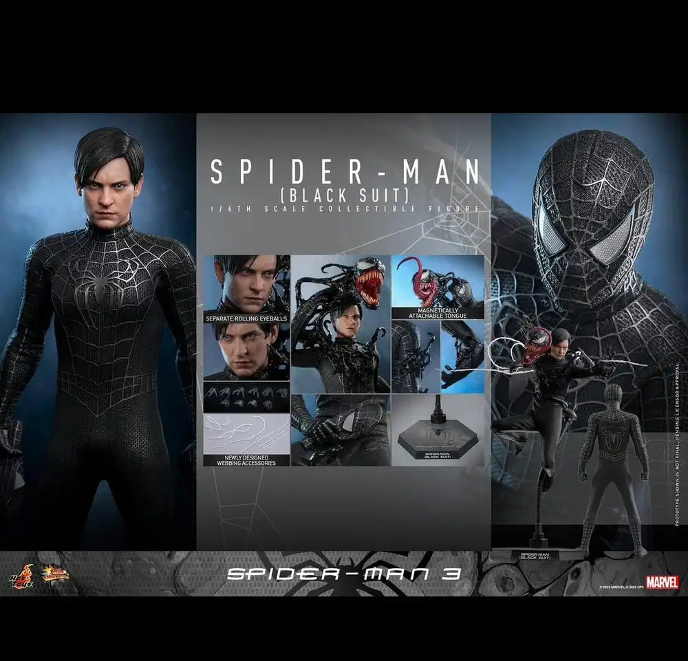 WTS READY STOK HOT TOYS SPIDERMAN BLACK SUIT TOBEY